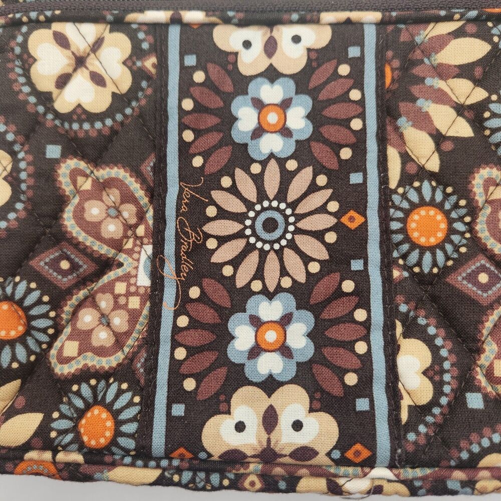 Vera Bradley Floral Canyon Pattern Crossbody Purse Bag Brown  6.5" x 9.5" x 1.5" - Picture 5 of 16